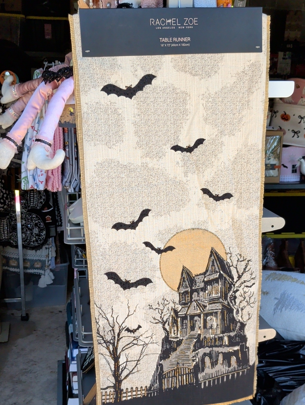 Rachel Zoe Halloween Tapestry Table Runner - Black, Cream, Gold